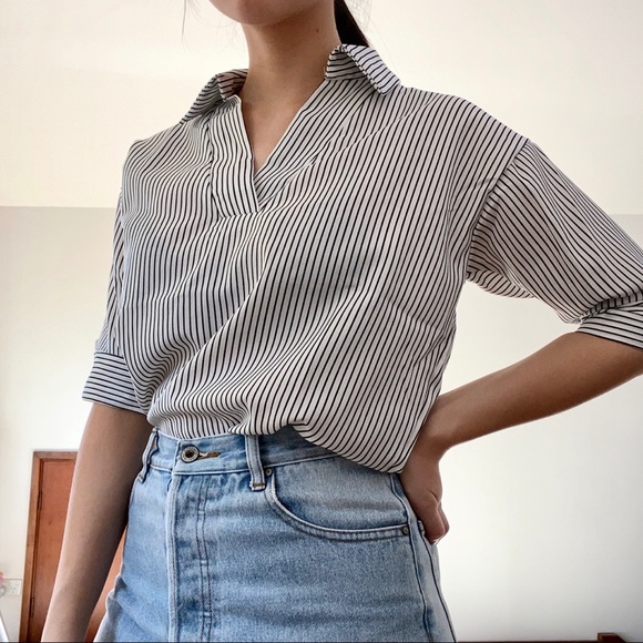 Tops - ‼️BNWT‼️ YESSTYLE Pin-Stripe Blouse